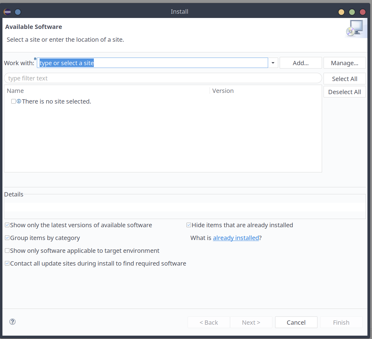 Aller dans le menu d'installation d'Eclipse