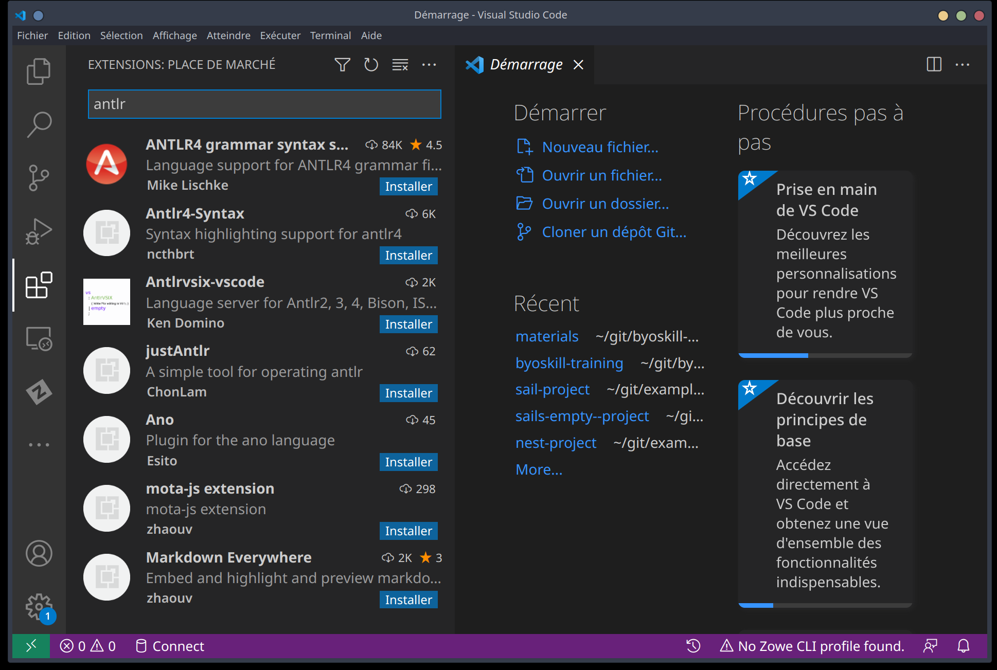 Choisir le plugin VSCode